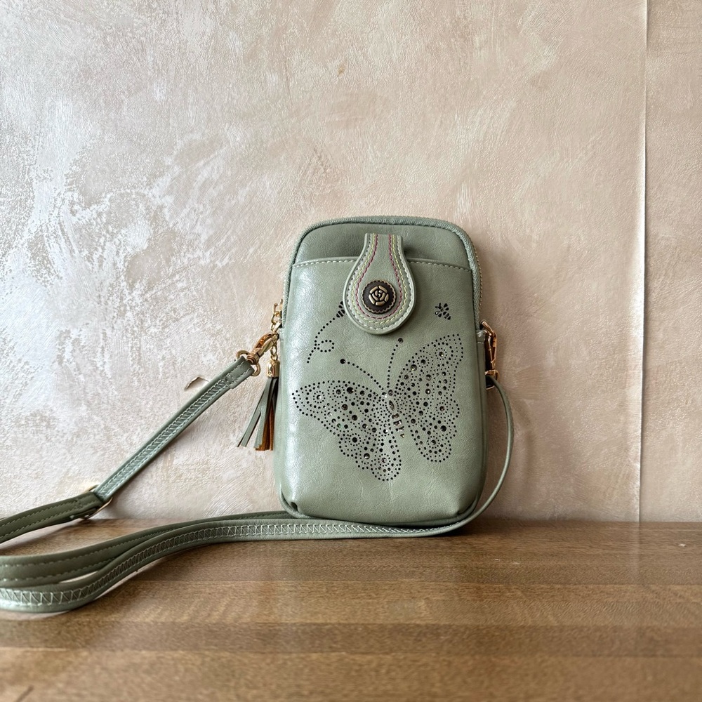 Green Butterfly Crossbody Bag